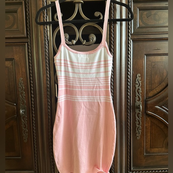 NWT Superdown Susie Pink & White Striped Knit Dress Size Small - Picture 6 of 7